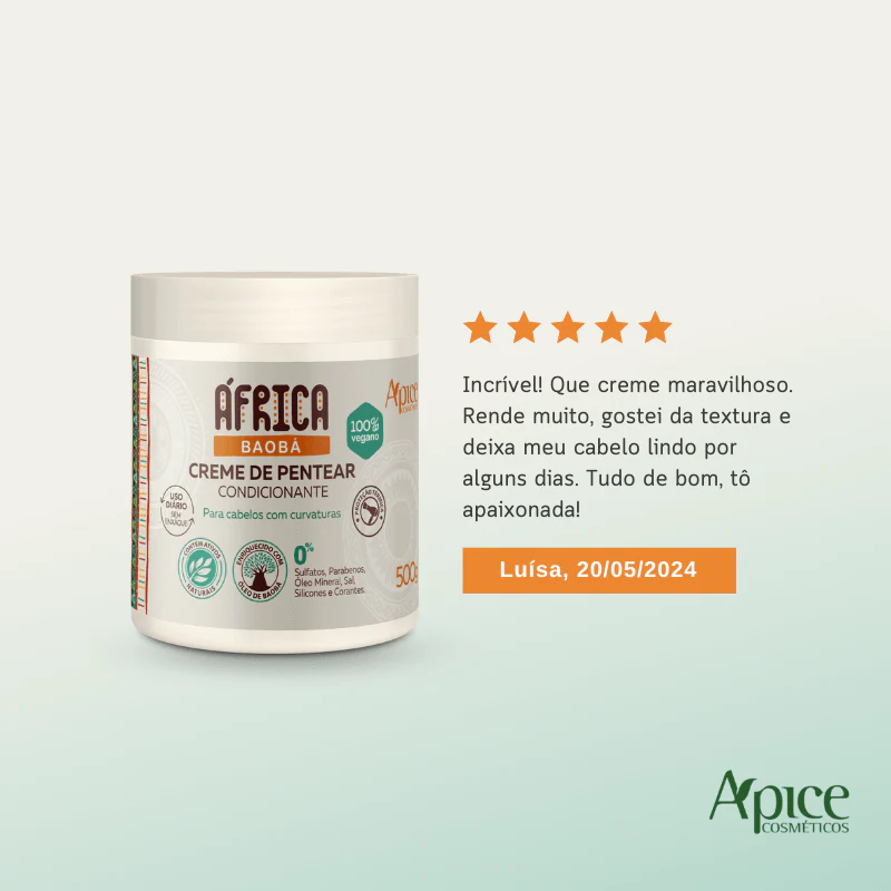 Creme de Pentear África Baobá 500g - No Poo / Low Poo - Ação Condicionante - Image 7