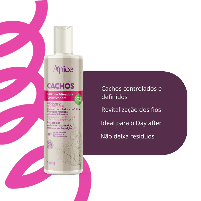 Kit Cachos - Shampoo, Condicionador, Gelatina, Máscara e Refil Ativador (5 ITENS) - Image 4