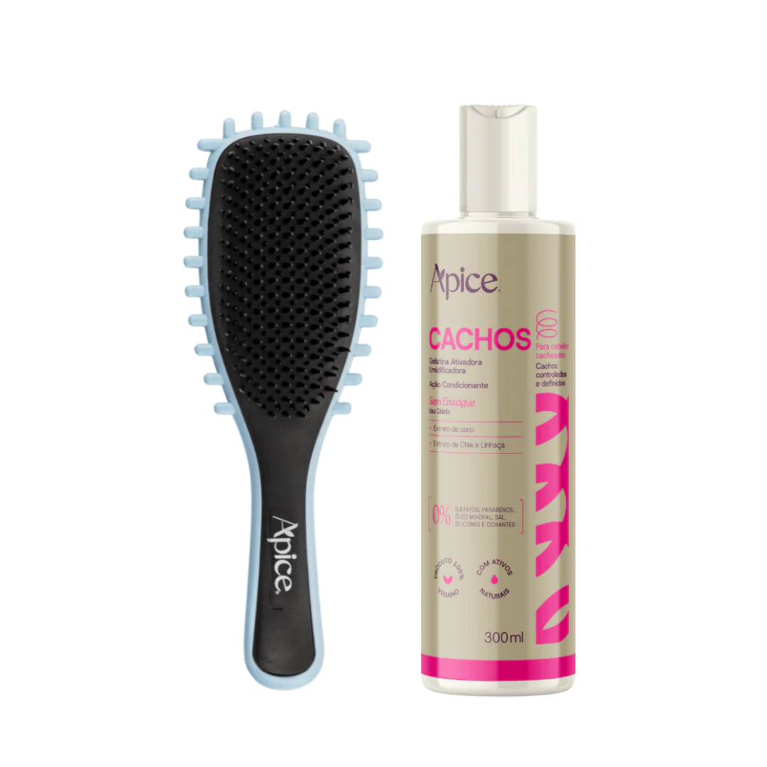 Kit Fitagem Cachos - Escova Azul e Gelatina