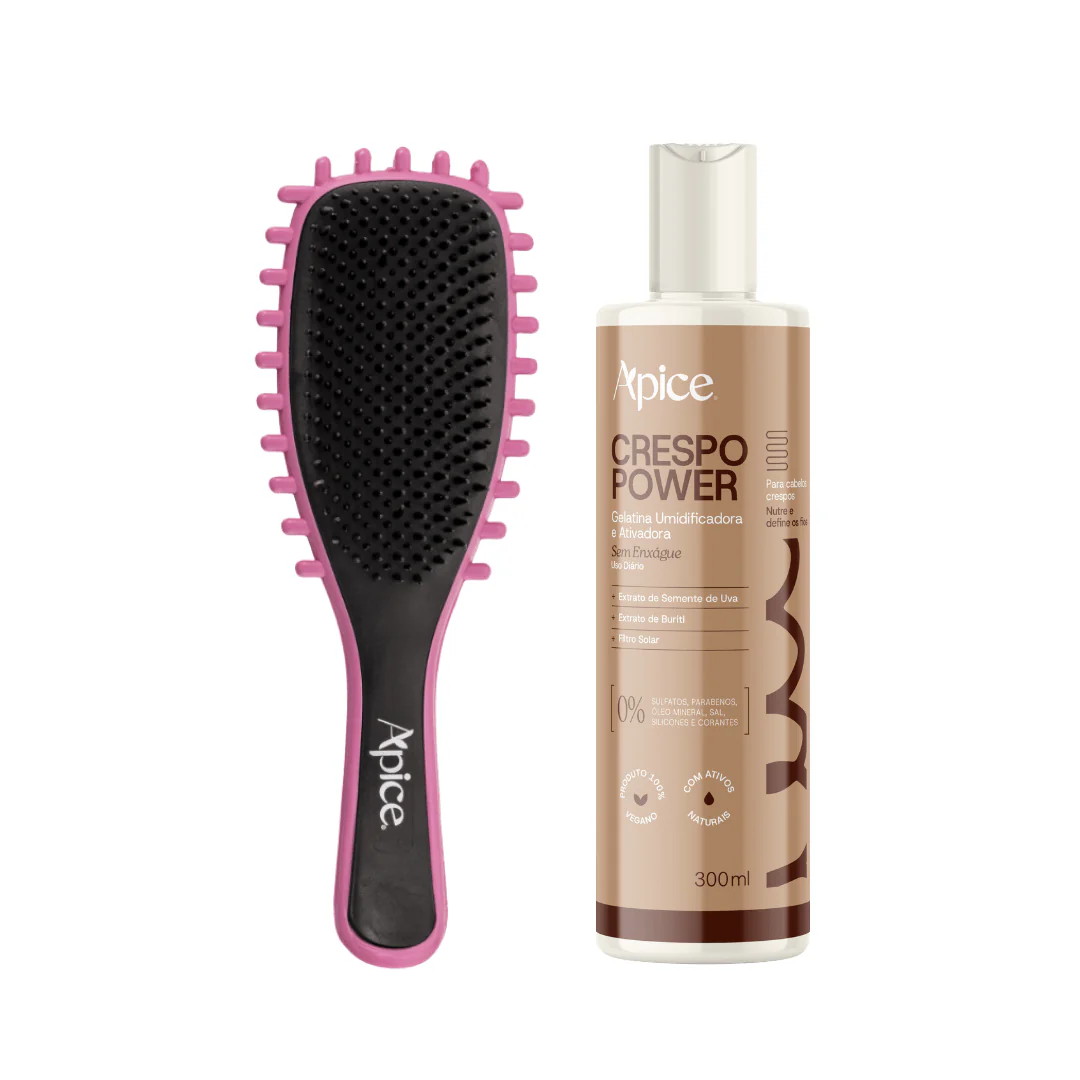 Kit Fitagem Crespo - Escova Rosa e Gelatina